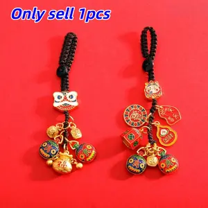 Feng Shui Wealth Attraction Pendant, Lucky Gift for Loved Ones, Genuine Ancient Gold Three Beasts Talisman, Car Keychain, Bag Phone Chain, Car Interior Decor, Keychain Accessories