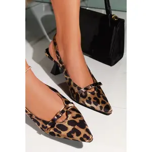 Amaya Slingback Mid Heel Pumps - Leopard