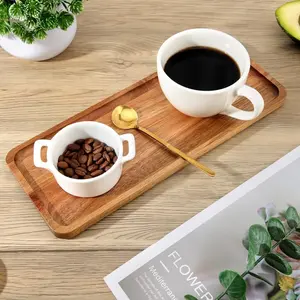 Nordic Style Aesthetic Rectangular Wooden Tray, Snack Plate, Coffee Breakfast Dish, Acacia Wood Cheese Board, Multi-Functional Kitchen Serving Tray