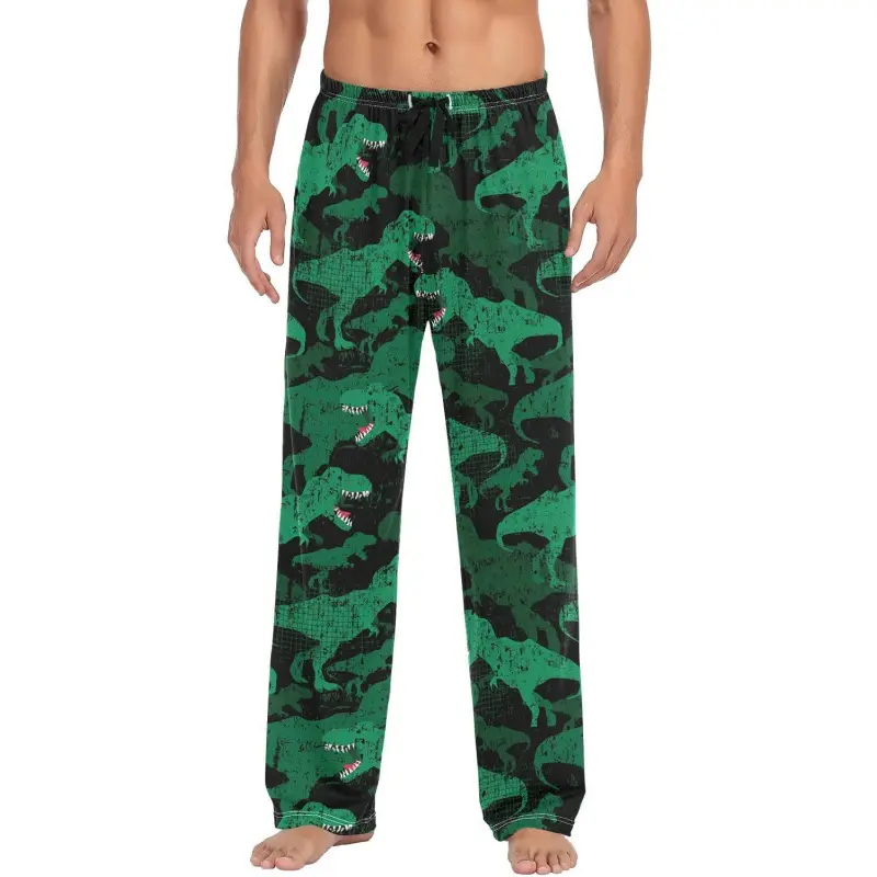 Men's Pajama Pants Super Soft Dinosaur Green Sleep Lounge Pants Pjs Bottoms with Pockets