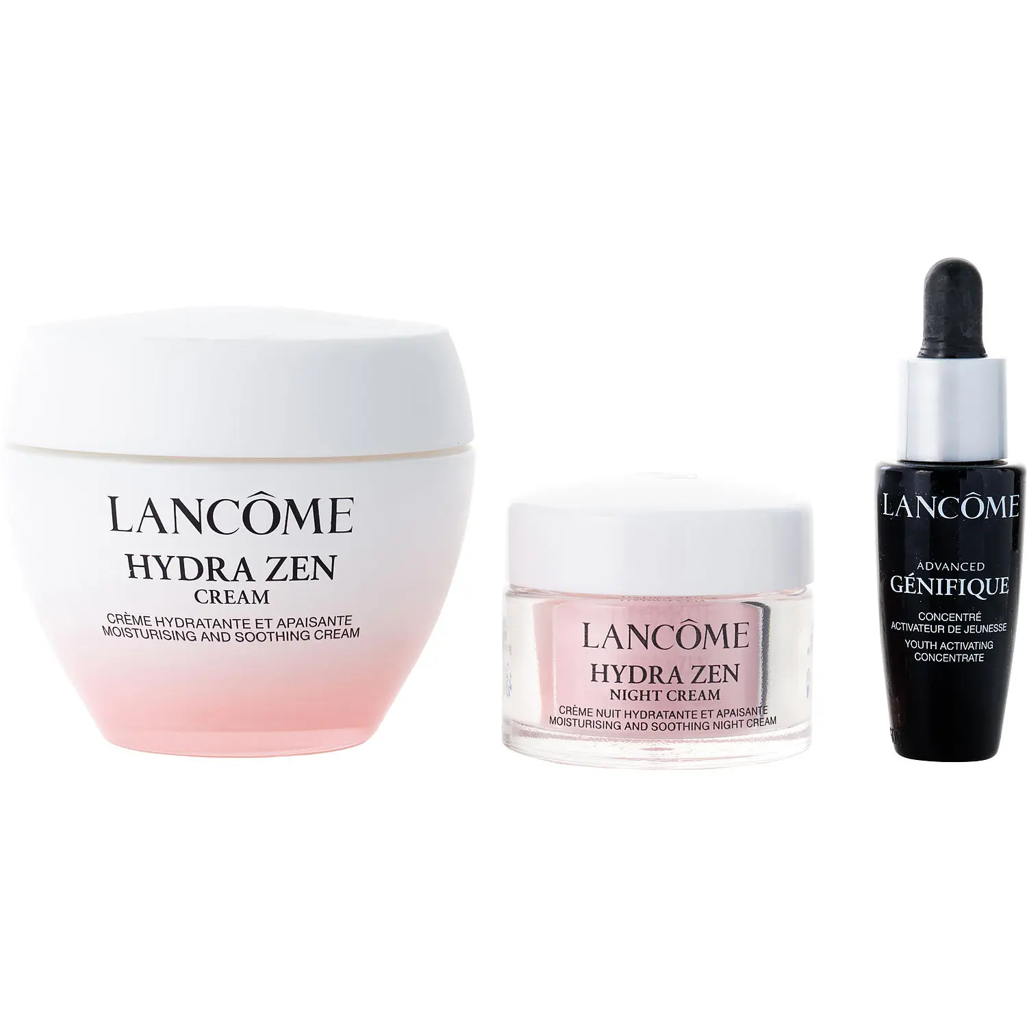 Lancome Hydra Zen Skincare Set: Advanced Genifique Youth Concentred 10Ml + Moisturising And Soothing Cream 50Ml + Night Cream 15Ml --3Pcs For Women Lancome Hydra Zen Skincare Set: Advanced Genifique Youth Concentred 10Ml + Moisturising And Soothing Cream 50Ml + Night Cream 15Ml --3Pcs For Women