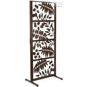Metal Trellis Flowered Pattern Outdoor Indoor Privacy Screen | Decorative Freestanding Privacy Panels for Patio, Balcony, Garden, Deck & Room Divider, Durable Portable Metal Fence Screen for Indoor & Outdoor Decor