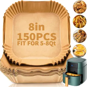 Square Air Fryer Paper Liner, 150 pcs Non-stick Disposable Paper Liner for Baking, Roasting, Microwave, Food Grade Baking Tray for Home Kitchen Restaurant)