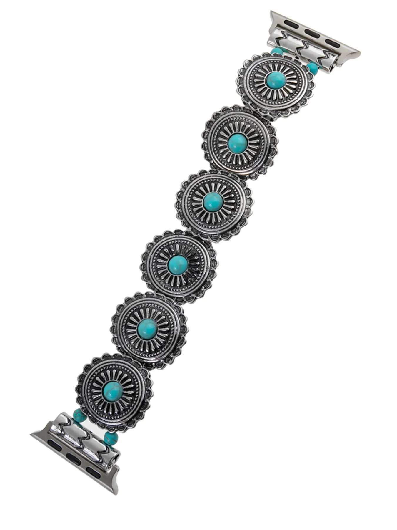 Bohemian Stretch Apple Watch Band, Smartwatch Strap, Smartwatch Accessories, Zinc Alloy Retro Aesthetic Design, Turquoise Inlay, Adjustable Fit, Enhance Your iWatch Style