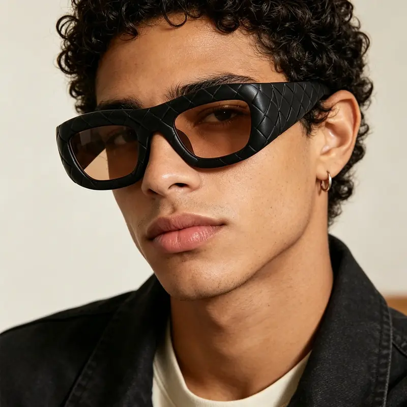Unisex Oversized Plaid Sunglasses, Sun Protective Sunglasses, Uv400 Protection, Casual Style, Metal Frame, All-Season Wear, Fashionable for Outdoor Activities, Trendy Casual Sunglasses