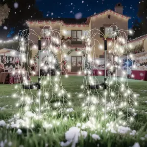 Solar Powered Fairy Firecracker Lights Outdoor - 100 LEDs per String, Auto On/Off Timer, IP54 High Quality Solar Garden Lights with Easy Stake Installation for Wedding, Christmas, Party, Patio, Yard, Outdoor Decorative Lights, Outdoor Landscape Lighting