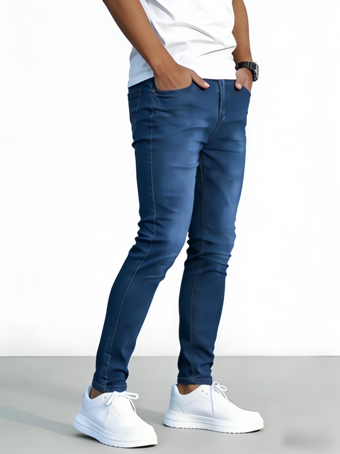 Jeans Men's straight leg jeans, comfortable mid waist casual jeans, business comfortable fashionable versatile jeans