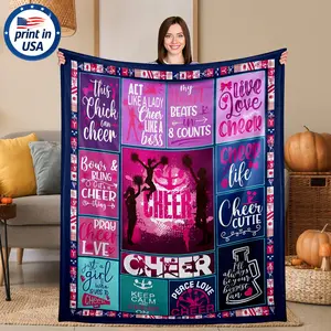 Flannel Throw Blanket with Cheerleader Spirit Motivational Design, 280GSM Ultra Soft Cozy Warm Comfortable Lightweight Portable for Dorm Sofa Bed, Encouraging Gift for Cheer Team Friend Sister on Birthday Graduation Anniversary
