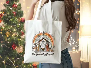 Nativity Christmas Tote Bag – “The Greatest Gift of All” – Mattew 1:21 Scripture Tote