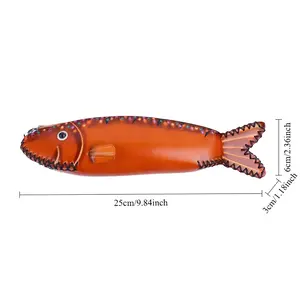 BeadBreath 1pc Retro Handmade Genuine Leather Fish-Shaped Coin Purse - Cowhide Storage Bag for Keys, Earphones, Purse Things, Miniature Things (Sports & Outdoor Protective Gear Accessory)