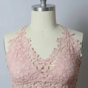 Crochet Daisy Longline Bralette Plus Rose Women's Wireless