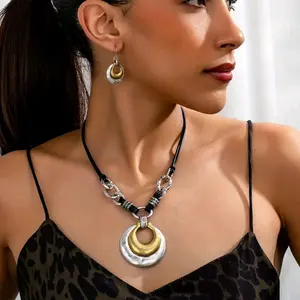 Women's Layered Harmonized Jewelry Set - 2-Piece Matched Pairs Necklace and Earrings for Costume Fashion Accessories, Harmonized Set