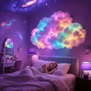 3D Thundercloud Color-Changing Night Light - Smart LED Strip Light, Suitable For 10 Scenarios: Bedroom, Game Room, Party, Birthday Decoration, USB-Powered, Mountable On Walls/Ceilings, Creates Ambient Lighting, Christmas Gift, Ambient Night Lamp
