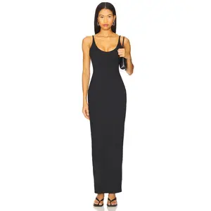 SKIMS Smooth Layers Skimpy Scoop Neck Dress in Obsidian