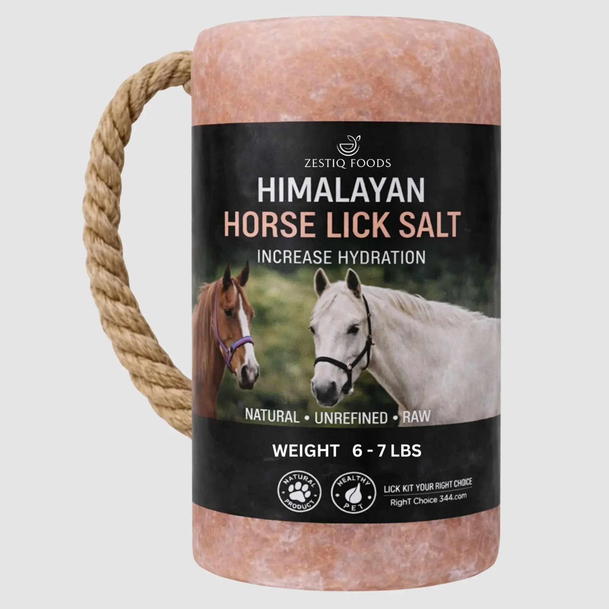 100% Organic HIMALAYAN PINK ROCK SALT, ANIMAL LICK BLOCK 6-7 LB (1-PACK)