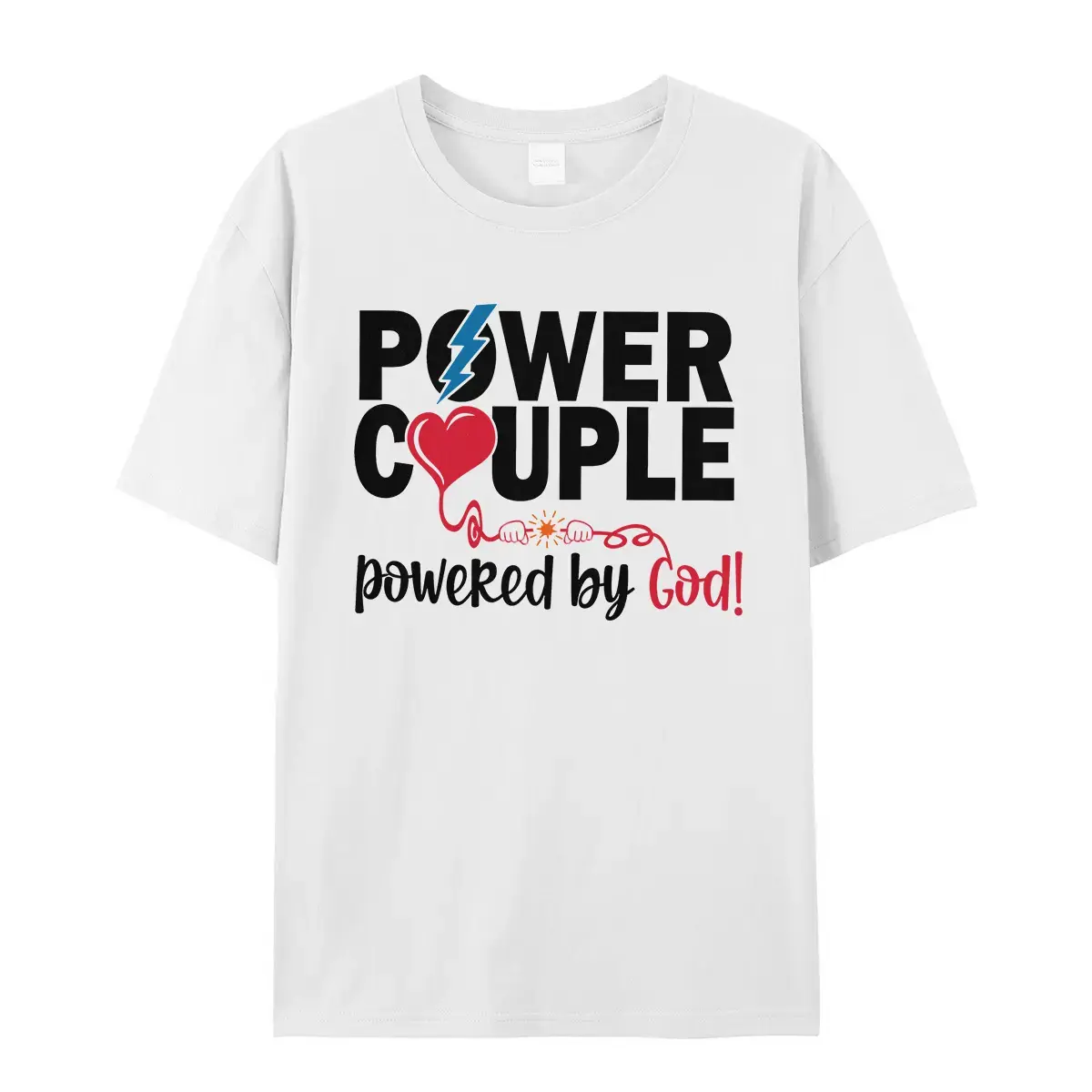 Women's Classic Seamless Short-Sleeve Cotton T-Shirt - Power Couple God-Powered Apparel, Valentine's Day Matching His & Her Outfit, Anniversary Gift