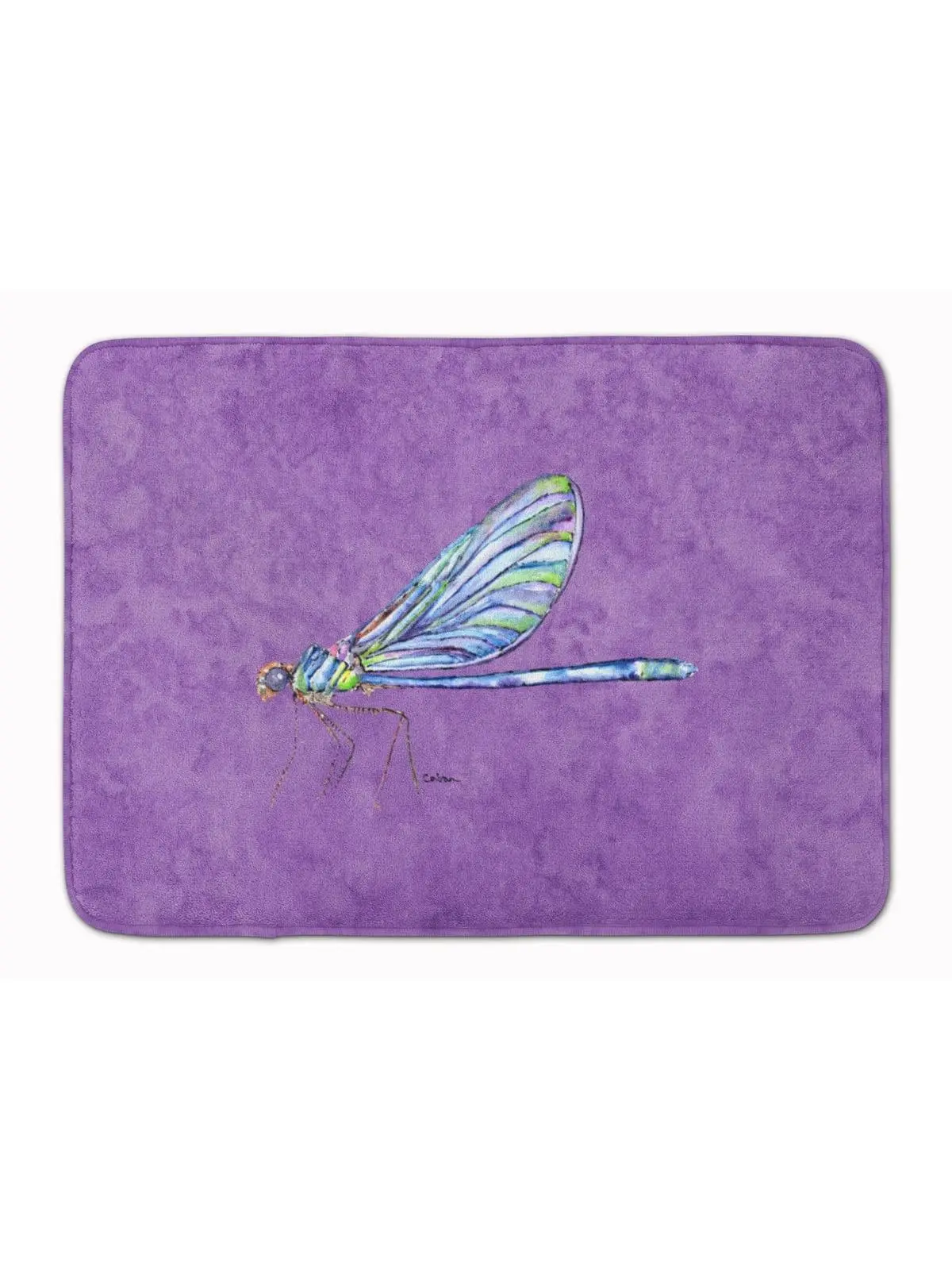 Carolines Treasures 8865RUG Indoor Dragonfly-on-Purple Memory Foam Mat, Full-Cushion, Machine Washable, 19" h x 0.25" w x 27" l, Dry in Low Temp