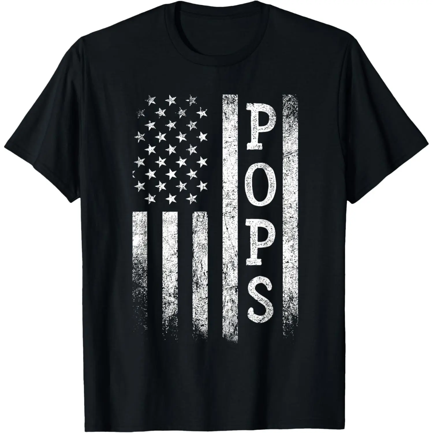 Pops American Flag Pops Gifts Patriotic Father's Day T-Shirt Pure Cotton Graphic Tees Menswear Top: Gifts for Men & Women