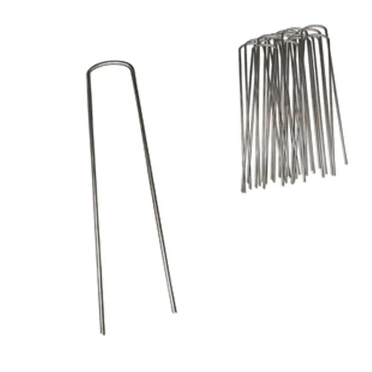 212 MAIN 100-Piece 3-in U-Shaped Metal Ground Anchors, Durable Bulk Stakes for Securing Pond Netting, Garden & Landscape Projects