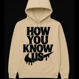 How You Know Us Drip Hoodie - Cream Color with Bold Black Print for Casual Wear Streetwear