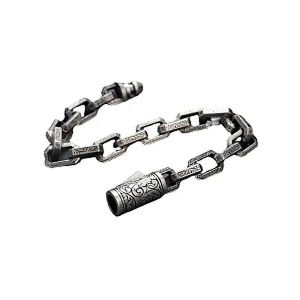 Cubano Hip-Hop-Style Silver Bracelet with Interlocking Links - 8 inches
