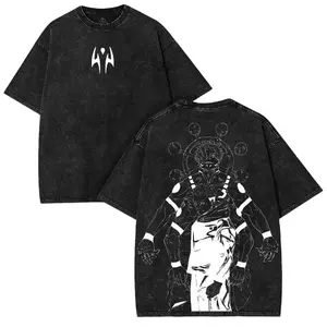 Sukuna x Jujutsu Kaisen Cursed King Form Vintage Washed Oversized Anime Tee Heavyweight Limited Drop Gift, Unisex, Hot selling items, Soft, Breathable, Lightweight - Crew Neck, Regular Fit - Machine Washable,  Black