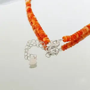 925SS Spiny Oyster Beaded Necklace – 16–18" Adjustable Strand