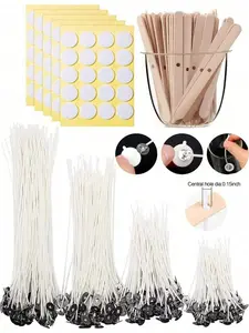 250/100pcs Candle Making Kit With DIY Candle Wicks, Wax Thread, Candle Wick Stickers, Wick Holders, Stirring Sticks