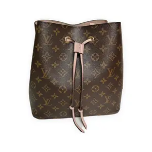 Pre-owned Louis Vuitton Monogram coated canvas with leather trim Bucket Bags NeoNoe Brown monogram with pink leather accents Very Good S014260416014