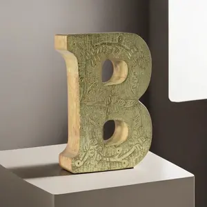 Vintage Ornate Carved Letter(A to Z) & Numbers(0 to 9) Solid Wood Block