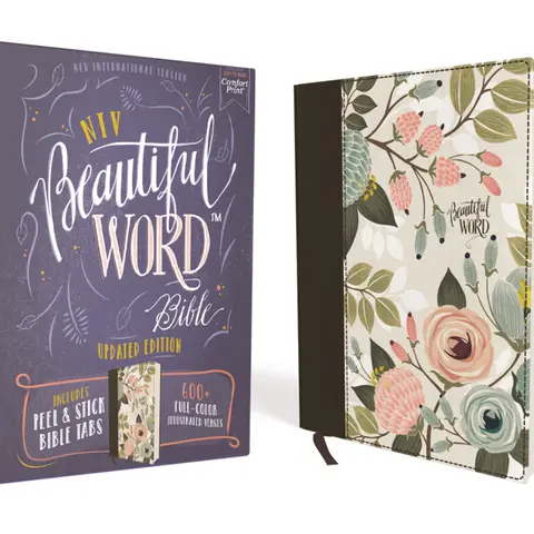 NIV, Beautiful Word Bible, Updated Edition, Journal Edition for Women with 600+Full-Color Illustrated Versesand  Peel/Stick BibleTabs,Cloth over Board, Floral,Red Letter,Comfort Print (Beautiful Word) by Zondervan [Hardback Book]