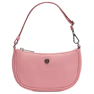 Lululemon City Essentials 1L Nylon Crossbody Bag for Women – Minimalist Pink with Metal Logo