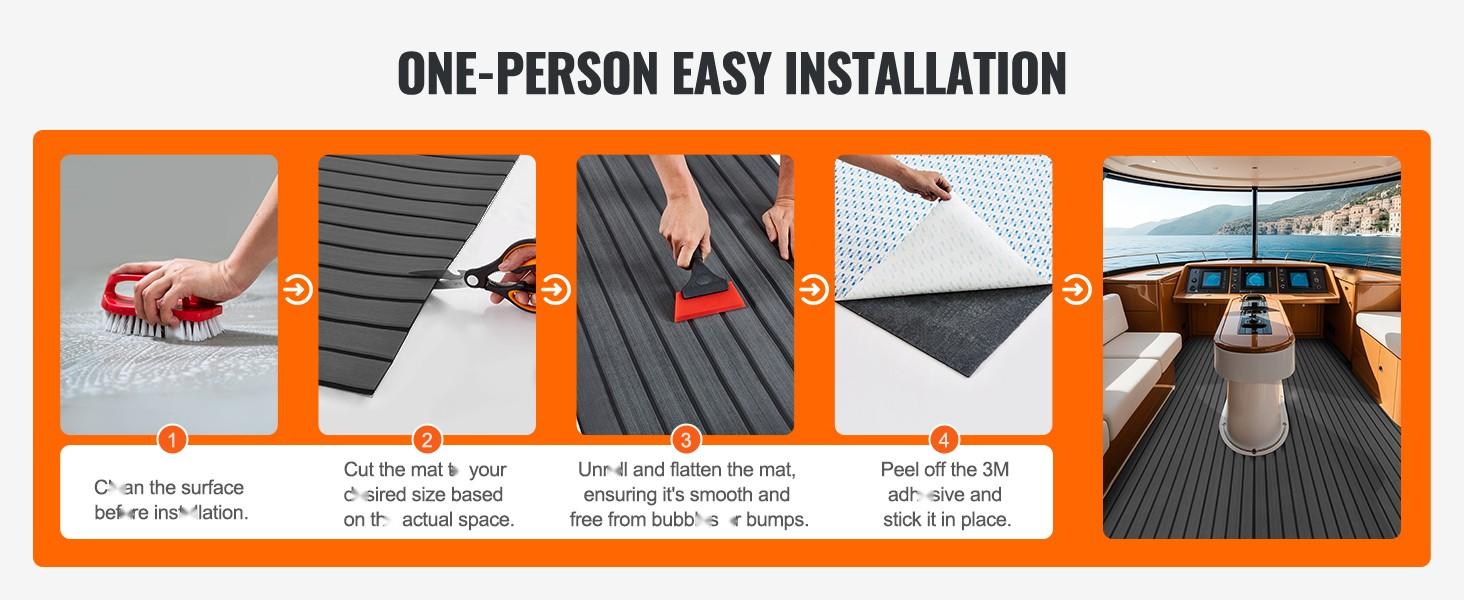Boat Flooring And EVA Foam Decking For Boats, 94.5" X 23.6" Size, Non-Slip Self-Adhesive Marine Flooring, 15.5 Sq Ft Carpet For Boats, Yacht, Pontoon, Kayak Decking, Durable, Water-Resistant, Peel-And-Stick Backing
