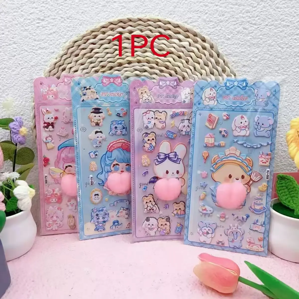 Cute 3D Squishy Peach Puffy Stickers, Kawaii Cartoon Girl Bear Rabbit Elephant Dog Animal Stress Relief Stickers, Waterproof Self‑Adhesive Decor Decals, Ideal for Journaling Scrapbooking Planner Phone Laptop Decoration, Kids Girls Teen Party Favor Reward