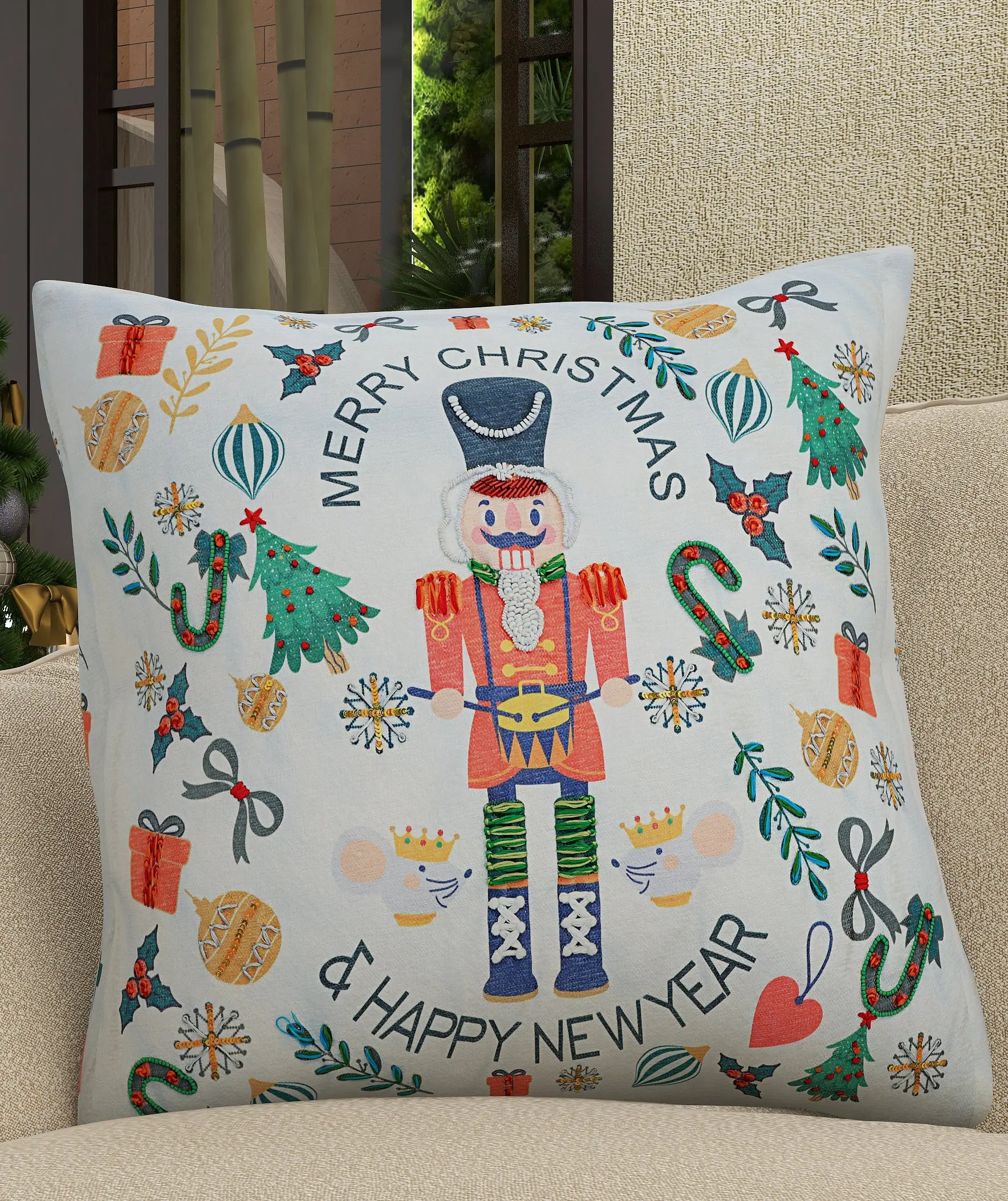 Vibhsa Nutcracker Merry Christmas Pillow 20" x 20"