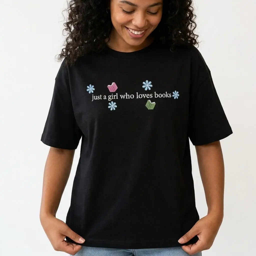 Book Lover Shirt Women Just A Girl Who Loves Books Graphic Tee Plus Size Reader Top