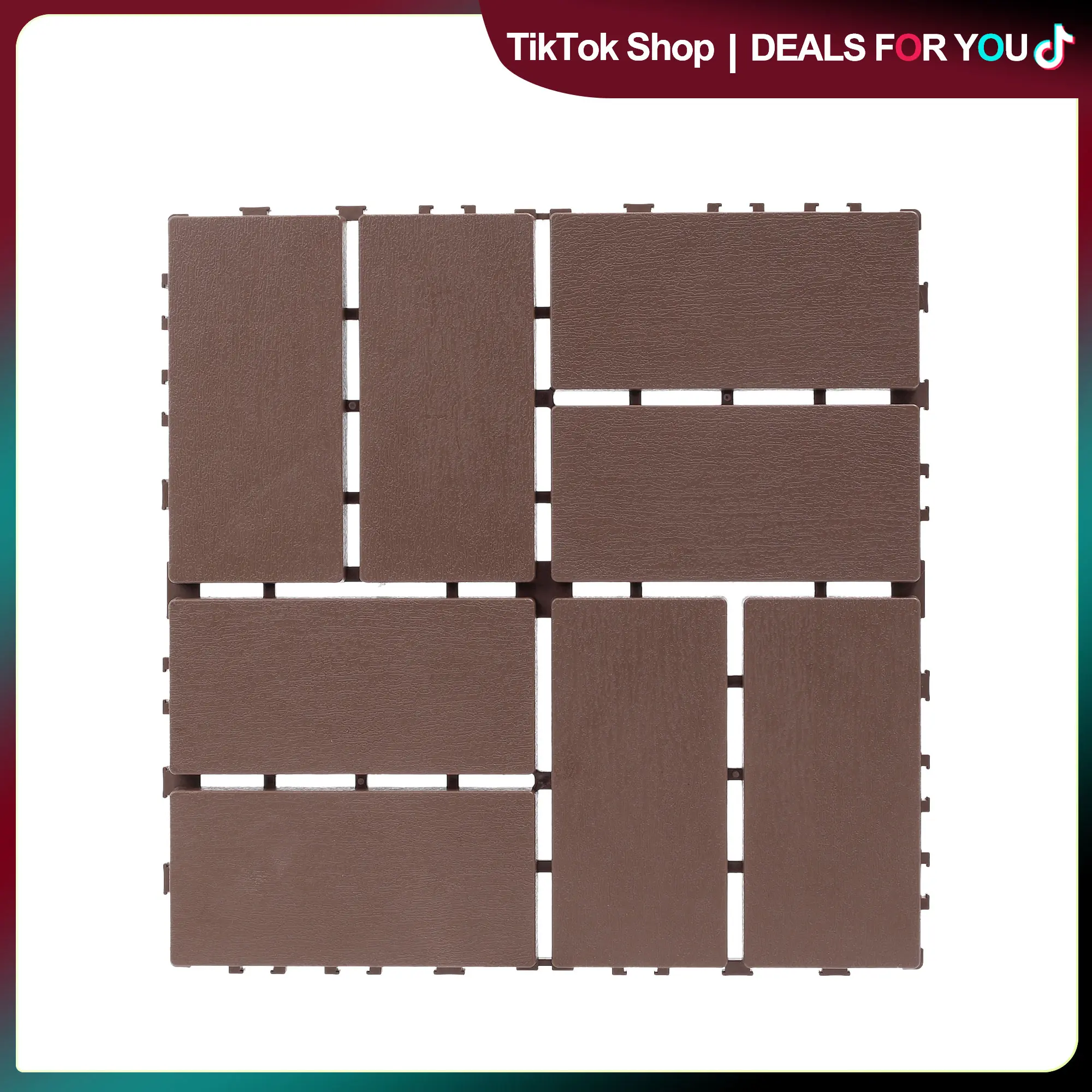 ZUGELAN Interlocking Deck Tiles, 44-Pack 12"x12" 8-Slat Thick Plastic Outdoor All-Weather Flooring (44 Sq.Ft) - Customizable, Durable, Stylish, Non-Slip, Fast-Drying, Easy to Maintain for Patio, Balcony
