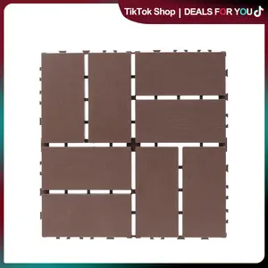 Zugelan Interlocking Deck Tiles, 44-Pack 12"x12" 8-Slat Outdoor All-Weather Flooring (44 Sq.Ft), Highly Durable, Stylish, Non-Slip, Fast-Drying