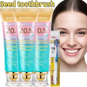 3-Pack Niacinamide Toothpaste — Contains 20% hydroxyapatite and niacinamide, offers a refreshing mint and peach flavor, provides deep cleaning, whitens teeth, helps create a dazzling smile, includes one toothbrush and a portable travel case suitable for e