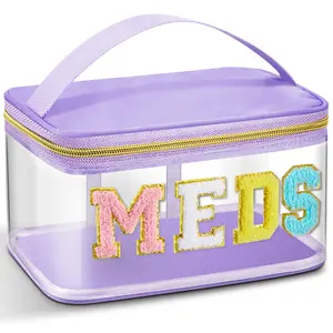 Letter Pattern Makeup Bag Large Capacity Waterproof Travel Toiletry Bag with Zipper Portable Travel Essentials for Women Medicine Bag for Travel Cosmetic Storage Bag Makeup Case Cosmetics Organizer for Back to School Girls