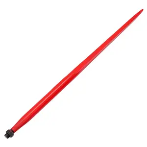 49" Hay Bale Spear 4000 LBS, Heavy Duty Square Bale Spike with Hex Nut & Sleeve, Quick Attach Replacement for Tractor Bucket, Skid Steer & Kubota Loader, Red