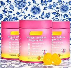 Women’s pH Support Probiotic Chews Blended with Slippery Elm, Feminine Intimate Supplement for Odor Reduction, Vaginal Moisture Comfort & Balanced Microflora, 60 Tropical Pineapple Gummies