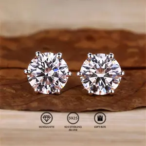 1 Pair of 0.5/1/2/3 Carat S925 Moissanite Earrings, Stylish And Sophisticated, Perfect for Holiday Gifts, Ideal for Friends And Birthdays, Appropriate for Different Events, For Teenager