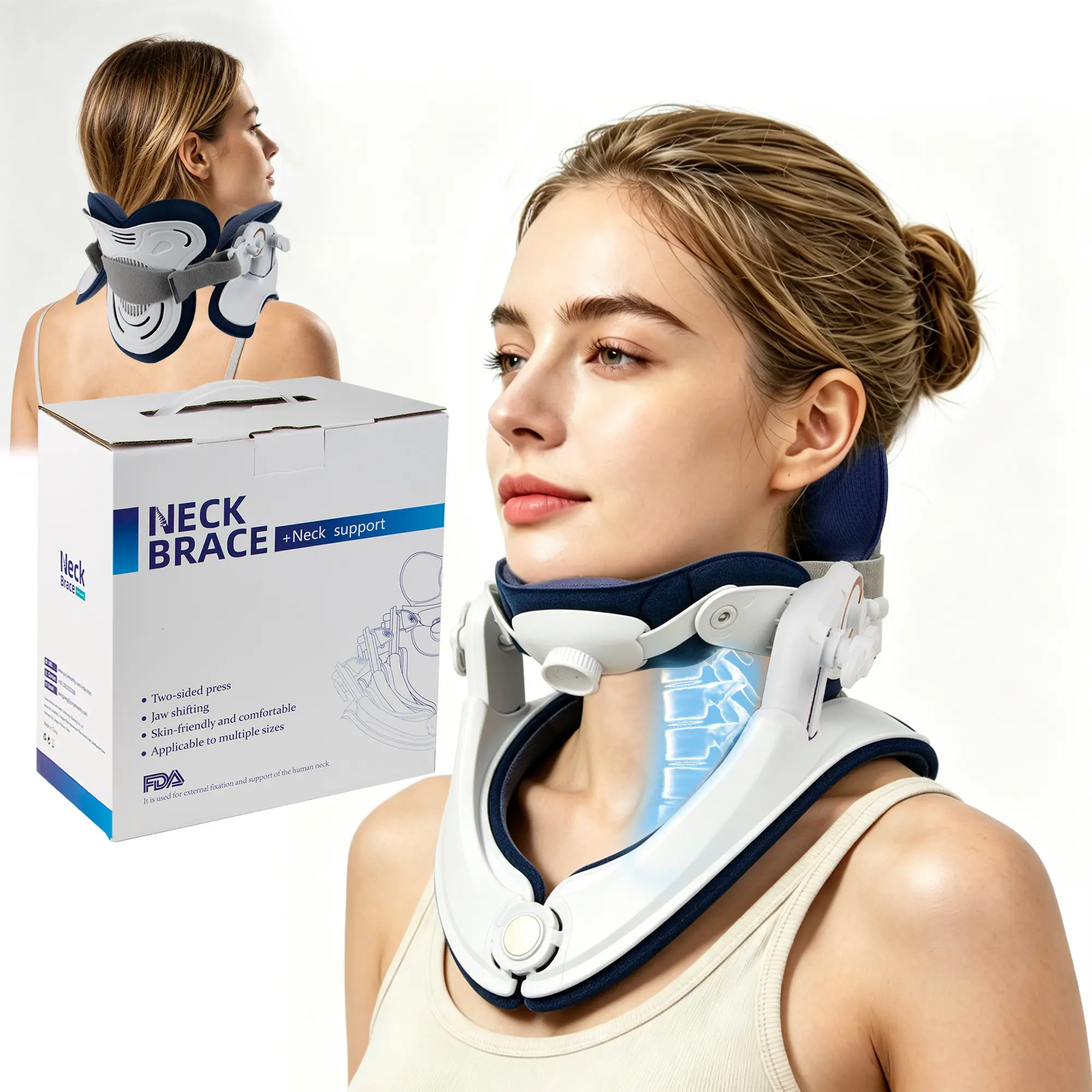 Adjustable Cervical Traction Device - Lightweight Neck Stretcher Brace for Discomfort Relief, Spine Support Decompression Collar, Ergonomic Stabilizer for Home & Office Use