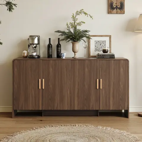 【Black Friday】ONBRILL Gorgeous 31.5"/60" Buffet Cabinet Sideboard with Storage, Modern INS Coffee Bar Cabinet with Doors, Farmhouse Storage Cabinet with Adjustable Shelves for Living Room Kitchen Hallway,Bedroom Furniture,Christmas Gift