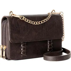 Crossbody Purse for Women Vegan Leather Wallet  Bag Classic Braided Crossbody Bag with Adjustable Strap