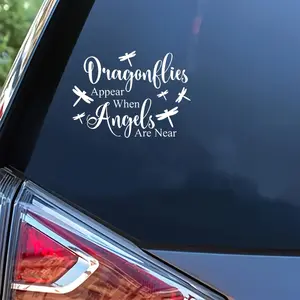 1PC  Gentle “Dragonflies with Angels” Decor Sticker.This healing atmospheric style sticker (suitable for car windows/notebook covers) with dragonfly elements + warm slogan feels like a “portable tender thought logo”, warm and eye-catching in daily use