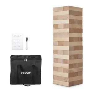 VEVOR Tumbling Timber Toy,  , 54 Blocks Large Tumble Tower Blocks Game, Pine Wood Tumbling Tower Game with Carry Bag and Scoreboard, Wooden Stacking Game, Tumble Tower Family Games for Indoor/Outdoor
