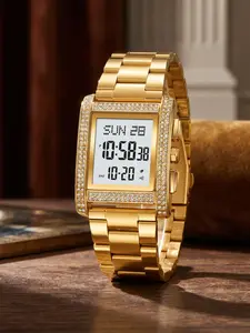 Skmei Retro Fashionable Digital Watch, Square Design, Multi-Function Timer/alarm/countdown, El Night Light, 30m Waterproof, Zinc Alloy + Steel Band