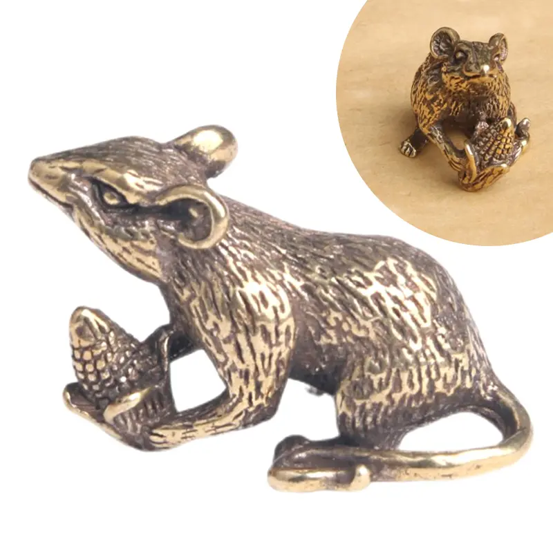1 Pcs Cute Animal Shape Retro Copper Rat Figure - DIY Keychains, Car Key Chain Pendant, Hanging Gift Accessory for Home & Festive Party Supplies
